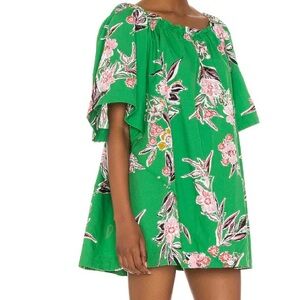 Free People Green Floral Mini Dress